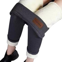 ZOKT Thermoleggins für Damen Gefütterte Leggings mit Fleece Gefütterte Leggins Dicke Thermohose Stretch High Waist Winter Thermo Leggings Blickdicht, Grau, XXL von ZOKT