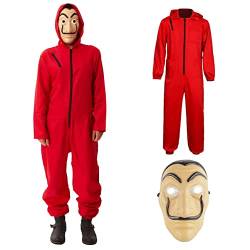 ZOLTA Jumpsuit Onesie für Damen und Herren - Sanft Kuschelig Unisex Karnevalskostüm - Warme Schlafanzug - Kostüm Karneval - Pyjama - Overall - Haus des Geldes - M von ZOLTA