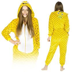 ZOLTA Jumpsuit Onesie für Damen und Herren - Sanft Kuschelig Unisex Pyjama - Karnevalskostüm - Warme Schlafanzug - Karneval kostüm - Beliebte und Lustige Motiv - Ananas - L von ZOLTA