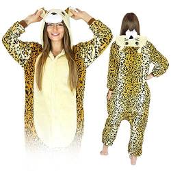 ZOLTA Jumpsuit Onesie für Damen und Herren - Sanft Kuschelig Unisex Pyjama - Warme Schlafanzug - Karneval Kostüm Damen oder Herren - Beliebte und Lustige Tiermotiv - Größe - M - Gepard von ZOLTA