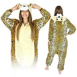 ZOLTA Jumpsuit Onesie für Damen und Herren - Sanft Kuschelig Unisex Pyjama - Warme Schlafanzug - Karneval Kostüm Damen oder Herren - Beliebte und Lustige Tiermotiv - Größe - S - Gepard von ZOLTA