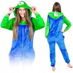 ZOLTA Jumpsuit Onesie für Damen und Herren - Sanft Kuschelig Unisex Pyjama - Warme Schlafanzug - Karneval Kostüm Damen oder Herren - Kostüm Einhorn Motiv - Größe 148-160 cm (S) - Klempner von ZOLTA