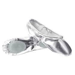 Ballettschuhe Composite PU Leder Ballett Tanzschuhe Professionelle Weiche Frauen Split Sohle Rosa Schwarz Großhandel Ballerina Tanzen Schuh, silber, 49 EU von ZOLULA