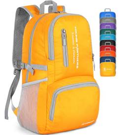 ZOMAKE Leichter, verstaubarer Rucksack, 35 l, leicht, faltbar, Wanderrucksäcke, wasserabweisend, zusammenklappbar, Tagesrucksack für Reisen (gelb neu) von ZOMAKE