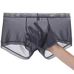 ZONBAILON Atmungsaktive Ice Silk Herren Boxershorts See-Through Unterwäsche Trunk Transparent Stretch, 1 Packung: Dunkelgrau, Large von ZONBAILON