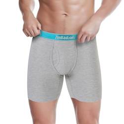 ZONBAILON Herren-Boxershorts mit offenem Hosenschlitz, Bambus, atmungsaktive Unterwäsche, 1er-Pack, Grau meliert, X-Large von ZONBAILON