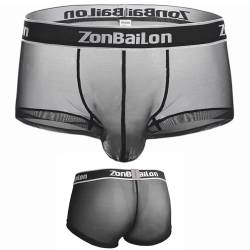 ZONBAILON Herren durchsichtige Unterwäsche, Boxershorts, verbesserte Tasche, atmungsaktives Netzgewebe, sexy Trunks, Packung M L XL 2XL 3XL, Schwarz, Medium von ZONBAILON
