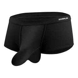 ZONBAILON Sexy Herren-Shorts, integrierte Tasche innen, große geteilte Seiten, aktive Ausbuchtung, 1 x Schwarz, XXX-Large von ZONBAILON