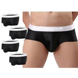 ZONBAILON Sexy Herren-Unterhose aus Eisseide, niedrige Taille, kurze Beine, Boxershorts, 5 Stück, schwarz, Large von ZONBAILON