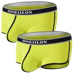 ZONBAILON Sexy Herren-Unterwäsche mit zwei Beuteln, aus Eisseide, durchsichtig, ultradünn, ohne Etikett, 2 x Gelb (doppellagig), Large von ZONBAILON