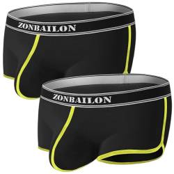 Zonbailon Sexy Herren-Boxerunterwäsche, Mikro-Mesh, Ausbuchtung, verbessernd, superweich, bequem, leicht, glatt, männlich, Undie, schwarz, Medium von ZONBAILON