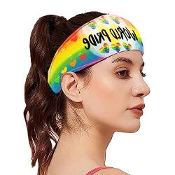 Rainbow Pride Accessoires Haare, Regenbogen-Stirnband mit Buchstabendruck, Pride-Festival-Zubehör, breites Kopfband, Pride-Verkleidungszubehör für Fotografie, Auftritte Zonewd von ZONEWD