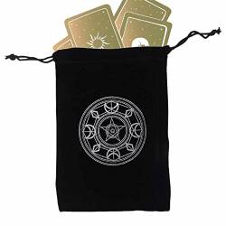 ZONEWD Tarotkartenbeutel - Strapazierfähiger Schmuckbeutel Mysterious Black Magic Themed,Tarot-Karten- und Würfel-Aufbewahrungstasche, Brettspiel-Stickerei-Tarot-Tasche mit Kordelzug von ZONEWD