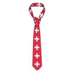 ZONYAN Herren Seidenkrawatten Schweiz Flagge Klassische formelle Eleganz Herren bedruckte Krawatten Business Hochzeit Mode Anzug Krawatten, Schwarz , Einheitsgröße von ZONYAN