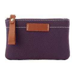 ZOOEASS Münzgeldbörse Beutel Frauen Echtes Leder Tasche Kleingeld Halter Mini Karte Clip Brieftasche mit Schlüsselanhänger Wristlet, Violett, Freizeit von ZOOEASS