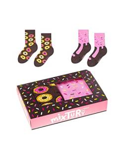 ZOOKSY - Lustige Bunte Kindersocken (2 Paar) I Kinder Weihnachtssocken für Jungen und Mädchen I Funny Socks I Verrückte Motivsocken mit Baumwolle I Bunt Motiv Socke I Große: 30-35 - Donuts von ZOOKSY