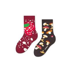 ZOOKSY - Lustige Bunte Socken (1 Paar) I Kinder Weihnachtssocken für Jungen und Mädchen I Funny Socks I Verrückte Kindersocken mit Baumwolle I Bunt Motiv Socken I Große: 30-35 - Pilz von ZOOKSY