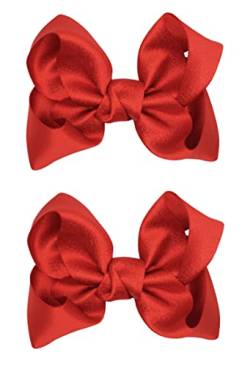 ZOONAI Haarschleifen für Babys, 7,6 cm, Haarnadel, Kopfbedeckung, für kleine Teenager, Kleinkinder, Mädchen, Kinder, Teenager, Kleinkinder, Haar-Accessoires – Set mit 2 Stück (rot) von ZOONAI