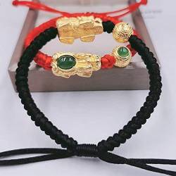 Perlenarmbänder, Schutzarmbänder for Männer und Frauen, Feng Shui-Armband, Reichtum, Wohlstand, Gold, Pixiu/Piyao-Armband, rotes Seil, Chakra, Kristall, Reiki-Amulett, glücklicher Reichtum, Abwehr bös von ZORILO