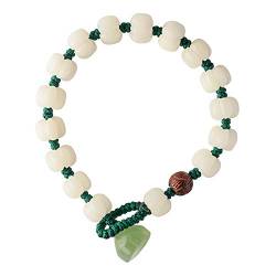 Perlenarmbänder, Schutzarmbänder for Männer und Frauen, natürliche weiße Jade, Bodhi-Wurzel, Kürbisperlen, Kristall, Xiuyu, Lotus-Pagode, kleines Blatt, rotes Sandelholz, geschnitzter Lotus-Armreif, F von ZORILO