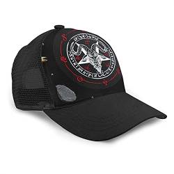 Fashion Mesh Baseball Cap 3D Printed Trucker Hat Demon Baphomet Satanic Goat Head Hip Hop Snapback für Männer Frauen Schwarz von ZORIN