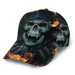 ZORIN Baseballmütze für Männer und Frauen, Totenschädel, Vampir, Feuer, Blumen, Hip-Hop, Sonnenhüte, verstellbare Snapback-Kappen für Väter, Trucker, Kappe, schwarz von ZORIN