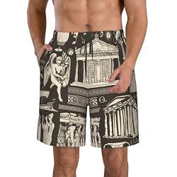 ZORIN Herren Badehose Antike Griechenland Architektur Tempel Bademode Shorts Quick Dry Athletic mit Netzfutter und Taschen, weiß, S 7-9 von ZORIN