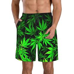 ZORIN Herren Badehose Schöne Marihuana Grün Bademode Shorts Quick Dry Athletic mit Netzfutter und Taschen, weiß, XL von ZORIN