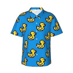 ZORIN Herren-Hawaii-Hemd, flippig, kurzärmelig, abstrakt, Gummi, gelbe Ente, Hawaii-Top, Freizeitkleidung, Sommerhemden für Strandurlaub, Party von ZORIN