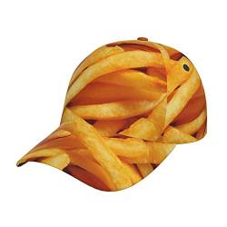 ZORIN Herren und Damen Gebogene Baseballkappe Pommes Frites Fast Food 3D Druck Hip Pop Mode Trucker Dad Cap Verstellbare Jugend Street Cap Klassische Sport Cap für Unisex Schwarz, Schwarz , One size von ZORIN