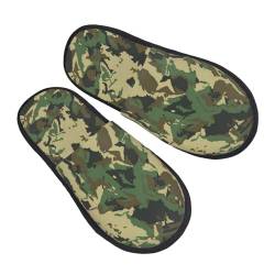 ZORIN Plüsch Hausschuhe Für Frauen Männer Haus Hausschuhe Indoor Slipper Abstrakte Militär Camouflage Anti-Skid Haus Schuhe Schlafzimmer Reise Schuh, Schwarz , Large von ZORIN