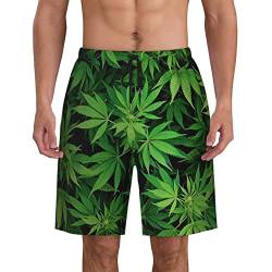 ZORIN Quick Dry Herren Badeshorts Marihuana Weed Leaf Bademode für Herren Schwimmen, Schwarz , XL von ZORIN