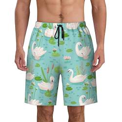 ZORIN Schnell trocknende Herren-Badehose, weißer Schwan im Lotusteich, Bademode für Herren, Bademode, Schwarz , XL von ZORIN