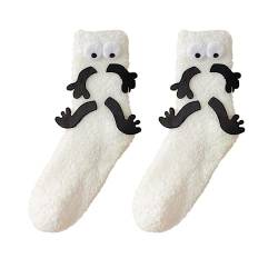 Flauschige Socken | Coral Fleece 3D Puppe Big Eyes Fuzzy Socken, kreative passende Socken, warme Hausschuhsocken für Winterpaare Zorq von ZORQ