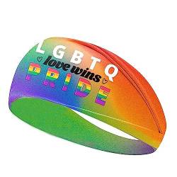 Regenbogen-Haarband | Buchstabendruck Regenbogen Pride Zubehör | Pride Festival Zubehör, breites Kopfband Pride Dress Up Zubehör für Fotografie, Aufführungen Zorq von ZORQ