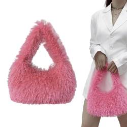 ZORQ Flauschige Handtaschen,Unterarmtasche | Bonbonfarbene Plüschhandtaschen, Y2k Pelzige weiche Umhängetasche geeignet, süße modische Plüschtasche für Frauen Winter von ZORQ