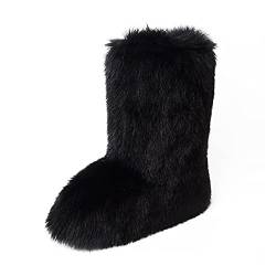 ZOSCGJMY Damen Künstliche Fell Pelz Stiefel Winter Boots Winterstiefeln Langstiefeln Warm Gefüttert Schnee Stiefel von ZOSCGJMY