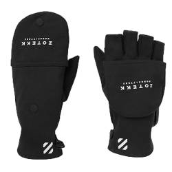 ZOTEKK | Mitten Gloves | Fahrradhandschuhe Winter Warm Halbfinger Fäustlinge Winterhandschuhe mit Flip Top | Magnetischer Verschluss | Touchscreen-Freundlich Griffmaterial aus Silikon | Black - L von ZOTEKK