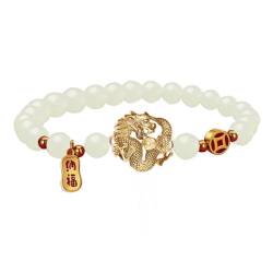 ZOUBAOQ 2024 Chinesisches Jahr Drachen-Armbänder für Frauen, Glücksbringer, rote Perlen, Tier, handgefertigter Schmuck, Geschenke, Segen, Armbänder, Freundschaft von ZOUBAOQ