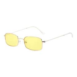 ZOUBAOQ Rechteckige Retro-Sonnenbrille für Damen und Herren, 90er-Jahre-Sonnenbrille, UV400-Schutz, quadratischer Sonnenbrillenrahmen, cool, gelb, Einheitsgröße von ZOUBAOQ