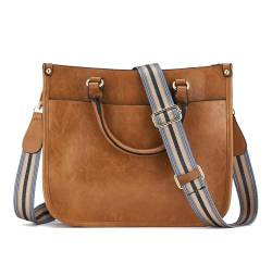 ZOUIQSS Dame Crossbody Taschen Leder Umhängetasche Frauen Hobo Handtasche mit Reißverschluss Schultertasche mit verstellbarem Riemen(handhaben-Braun) von ZOUIQSS