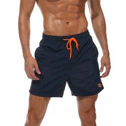 ZOXOZ Badeshorts Herren Badehose Herren Shorts Kurze Hosen Herren Schnelltrocknend Männer Schwimmhose Boardshorts Strandshorts Herren Beachshorts mit Mesh-Futter Verstellbarem Tunnelzug Dunkelblau M von ZOXOZ