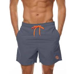 ZOXOZ Badeshorts Herren Badehose Herren Shorts Kurze Hosen Herren Schnelltrocknend Männer Schwimmhose Boardshorts Strandshorts Herren Beachshorts mit Mesh-Futter Verstellbarem Tunnelzug Grau XL von ZOXOZ