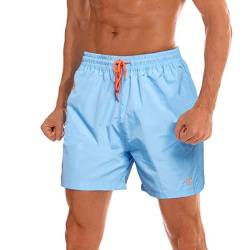 ZOXOZ Badeshorts Herren Badehose Herren Shorts Kurze Hosen Herren Schnelltrocknend Männer Schwimmhose Boardshorts Strandshorts Herren Beachshorts mit Mesh-Futter Verstellbarem Tunnelzug Hellblau M von ZOXOZ