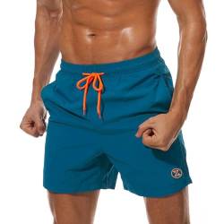 ZOXOZ Badeshorts Herren Badehose Herren Shorts Kurze Hosen Herren Schnelltrocknend Männer Schwimmhose Boardshorts Strandshorts Herren Beachshorts mit Mesh-Futter Verstellbarem Tunnelzug Pfauenblau S von ZOXOZ