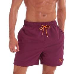 ZOXOZ Badeshorts Herren Badehose Herren Shorts Kurze Hosen Herren Schnelltrocknend Männer Schwimmhose Boardshorts Strandshorts Herren Beachshorts mit Mesh-Futter Verstellbarem Tunnelzug Rotwein 3XL von ZOXOZ