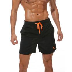 ZOXOZ Badeshorts Herren Badehose Herren Shorts Kurze Hosen Herren Schnelltrocknend Männer Schwimmhose Boardshorts Strandshorts Herren Beachshorts mit Mesh-Futter Verstellbarem Tunnelzug Schwarz L von ZOXOZ