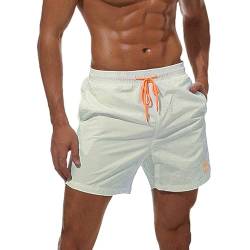 ZOXOZ Badeshorts Herren Badehose Herren Shorts Kurze Hosen Herren Schnelltrocknend Männer Schwimmhose Boardshorts Strandshorts Herren Beachshorts mit Mesh-Futter Verstellbarem Tunnelzug Weiß S von ZOXOZ