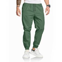 ZOXOZ Chino Hosen Herren Cargo Freizeithose Herren Jogginghose Herren Baumwolle mit Kordelzug Reißverschluss Taschen Casual Hose Grün L von ZOXOZ