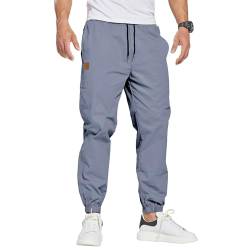 ZOXOZ Herren Hose Chino Cargohose Herren Jogginghose Herren Sweatpants Baumwolle Casual Freizeithose Elastische Taille mit Kordelzug Sporthose Herren mit Taschen Denim Blau M von ZOXOZ